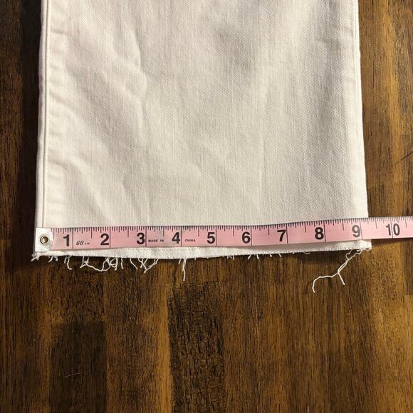 J Crew Women's 26 Jeans Wide Leg Crop High Rise Stretch Denim White Raw Hem - Picture 11 of 11